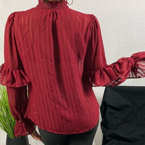 Burgundy Ruffle Top - Picture 2 of 2